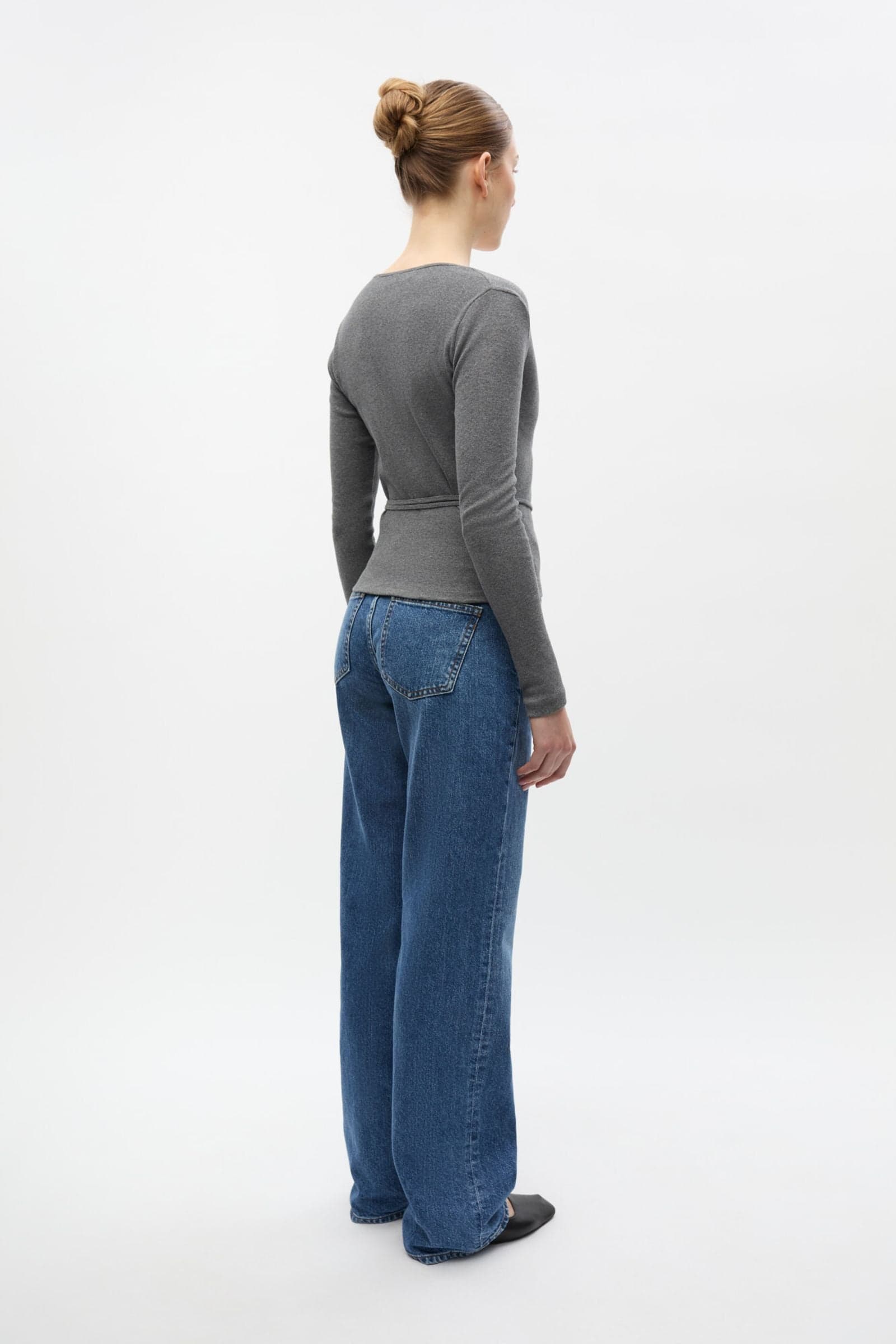 ENALLY LS V-N TEE 5314 Dark Grey Mel (ALLY)