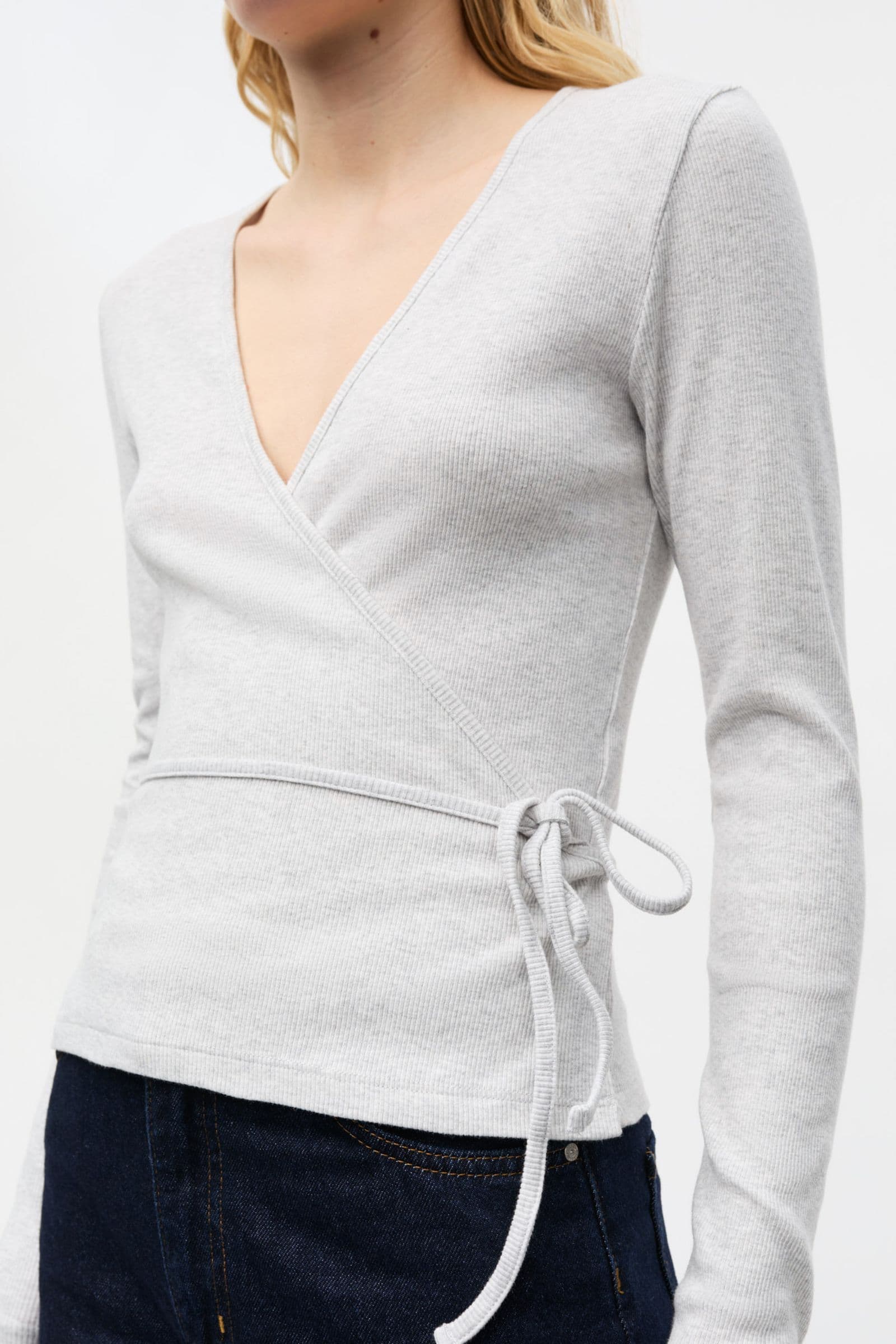 ENALLY LS V-N TEE 5314 Light Grey Mel (ALLY)