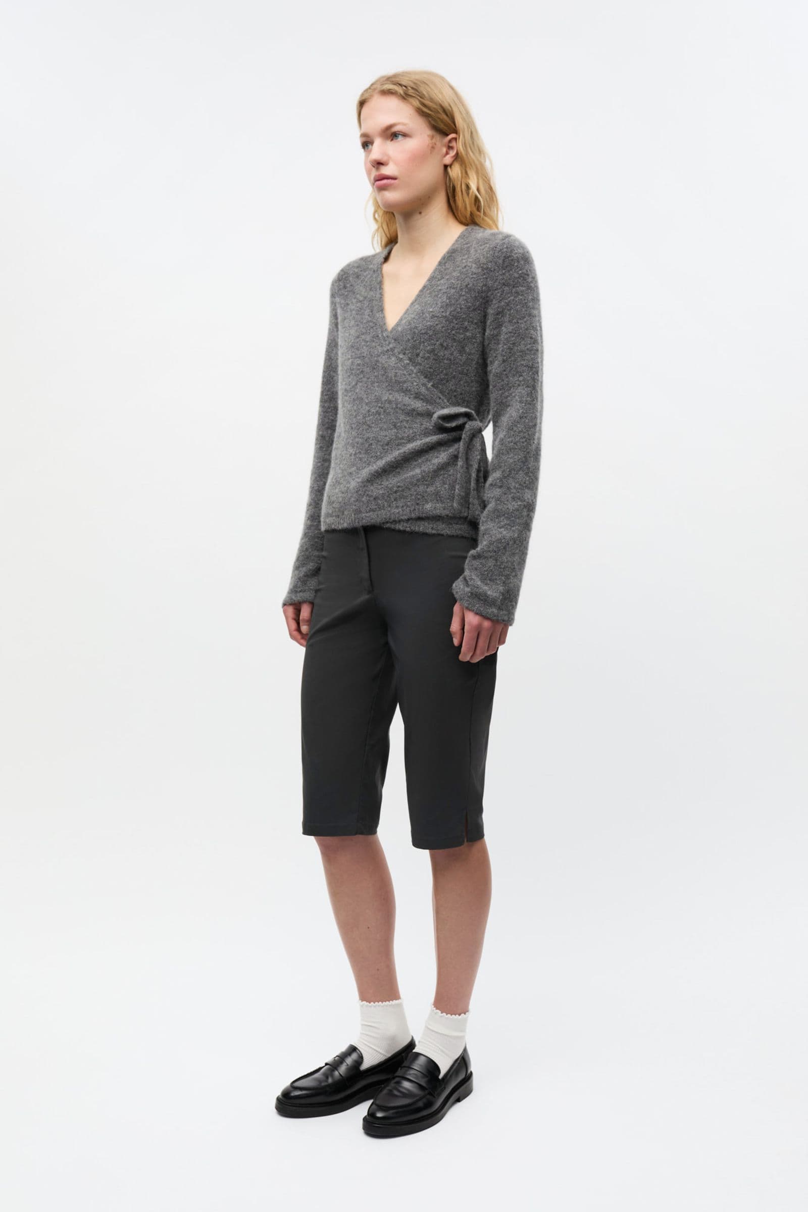 ENADA LS V-N KNIT 7216 Dark Grey Mel