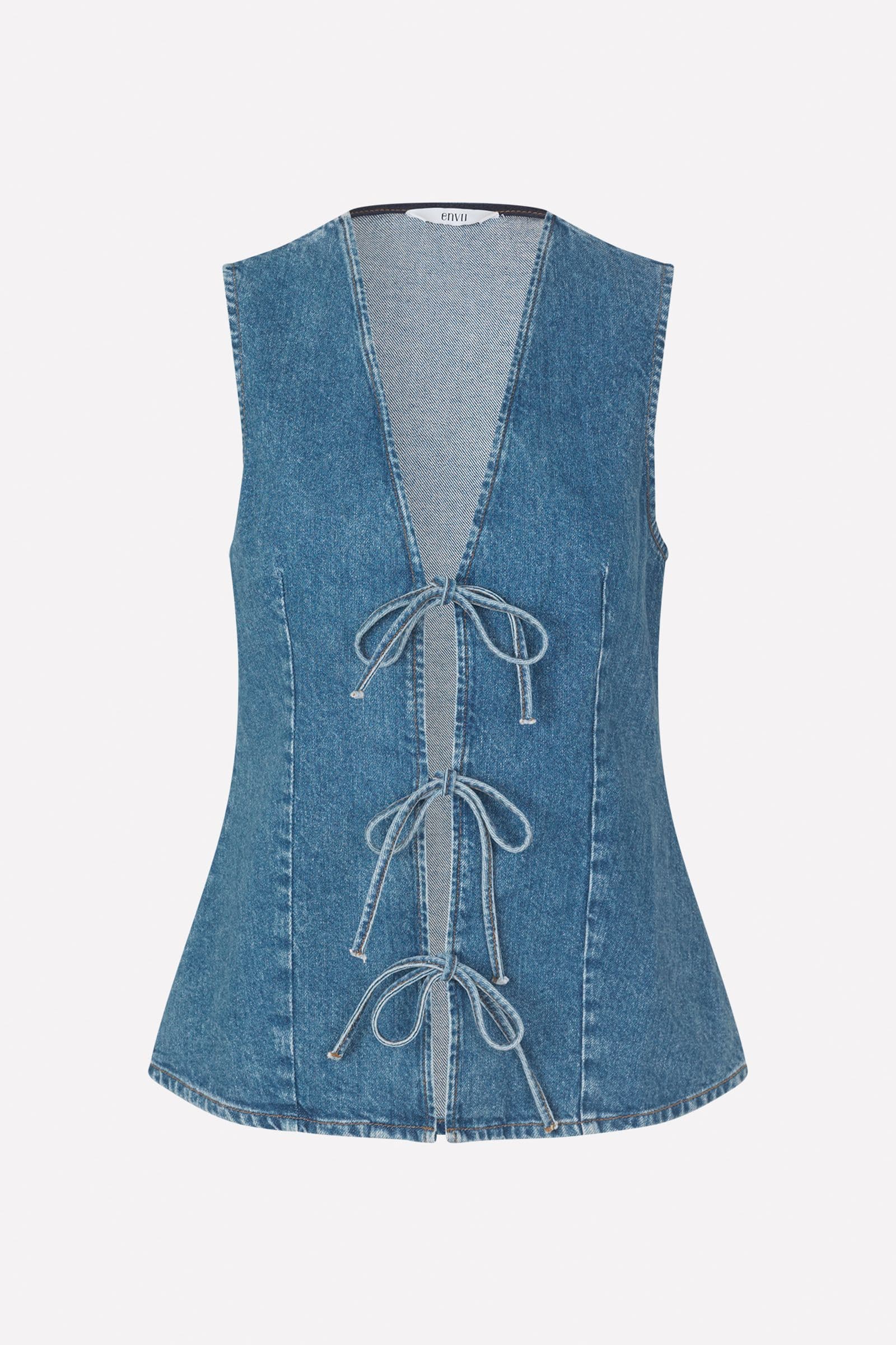ENATENNA DENIM VEST 7215 Worn dark blue