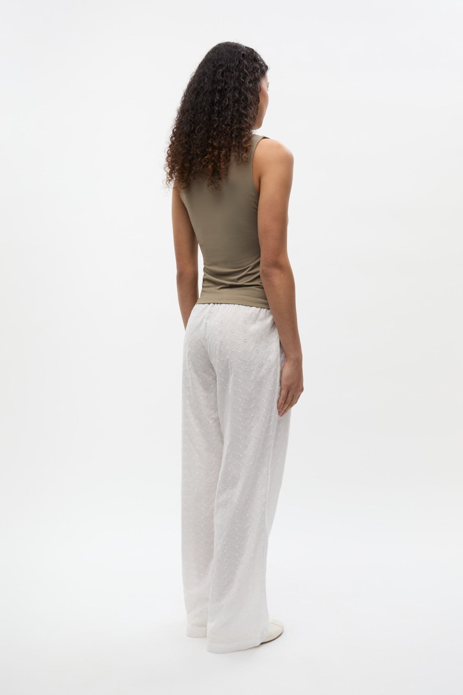 ENELISA PANTS EMB 7243 Bright White EMB