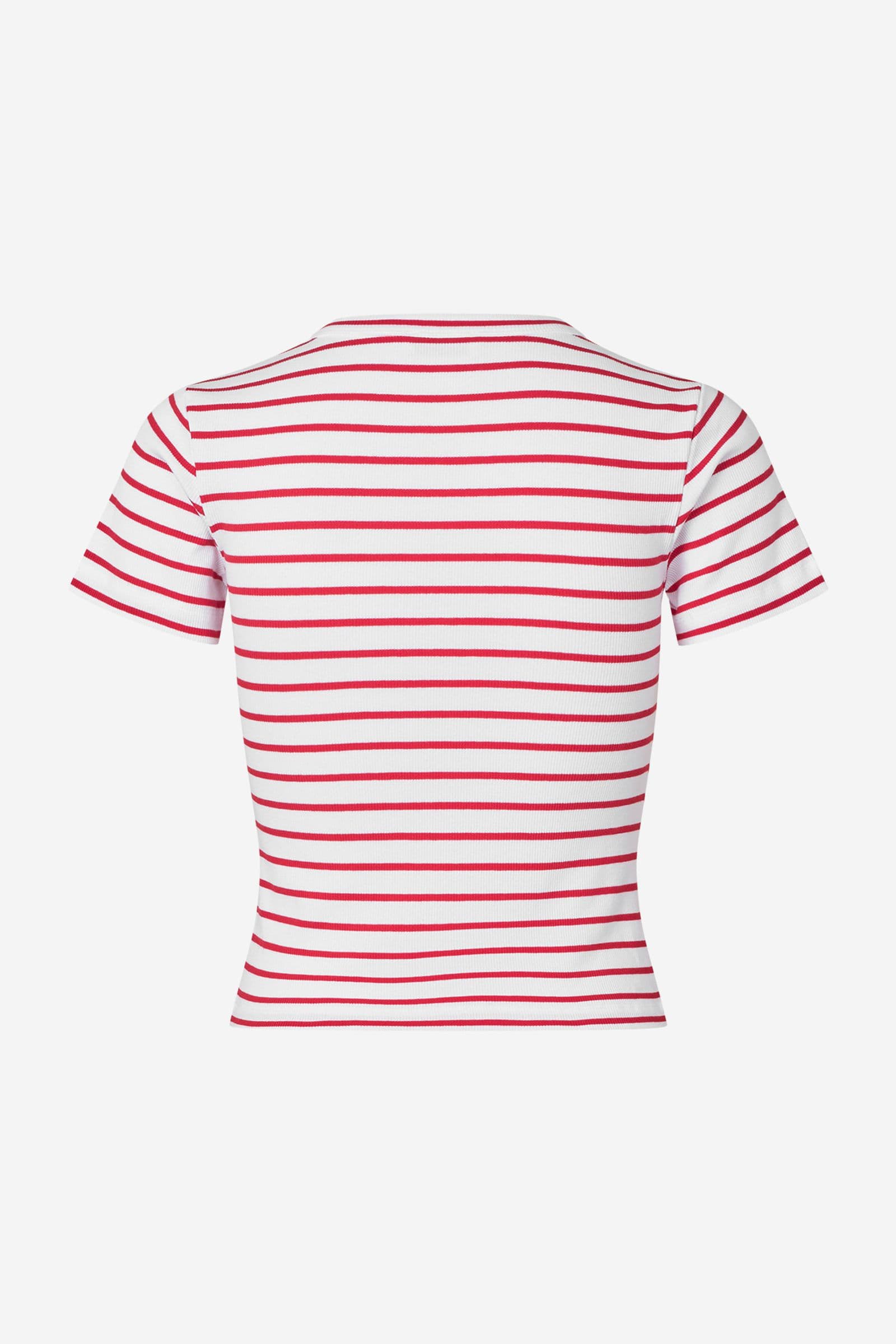ENALLY SS CROP TEE ST 7262 Salsa - White Stripe