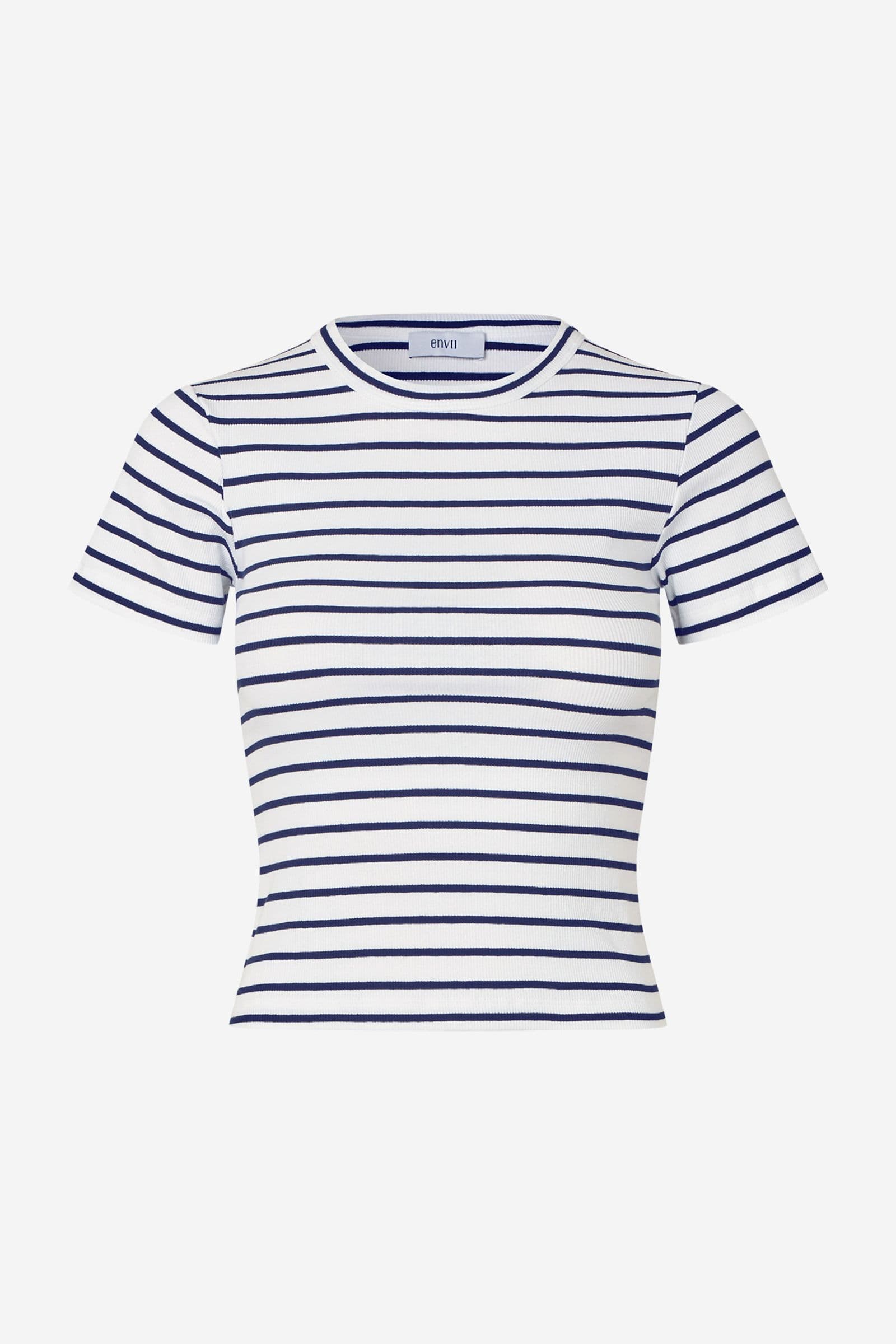 ENALLY SS CROP TEE ST 7262 Navy - White Stripe