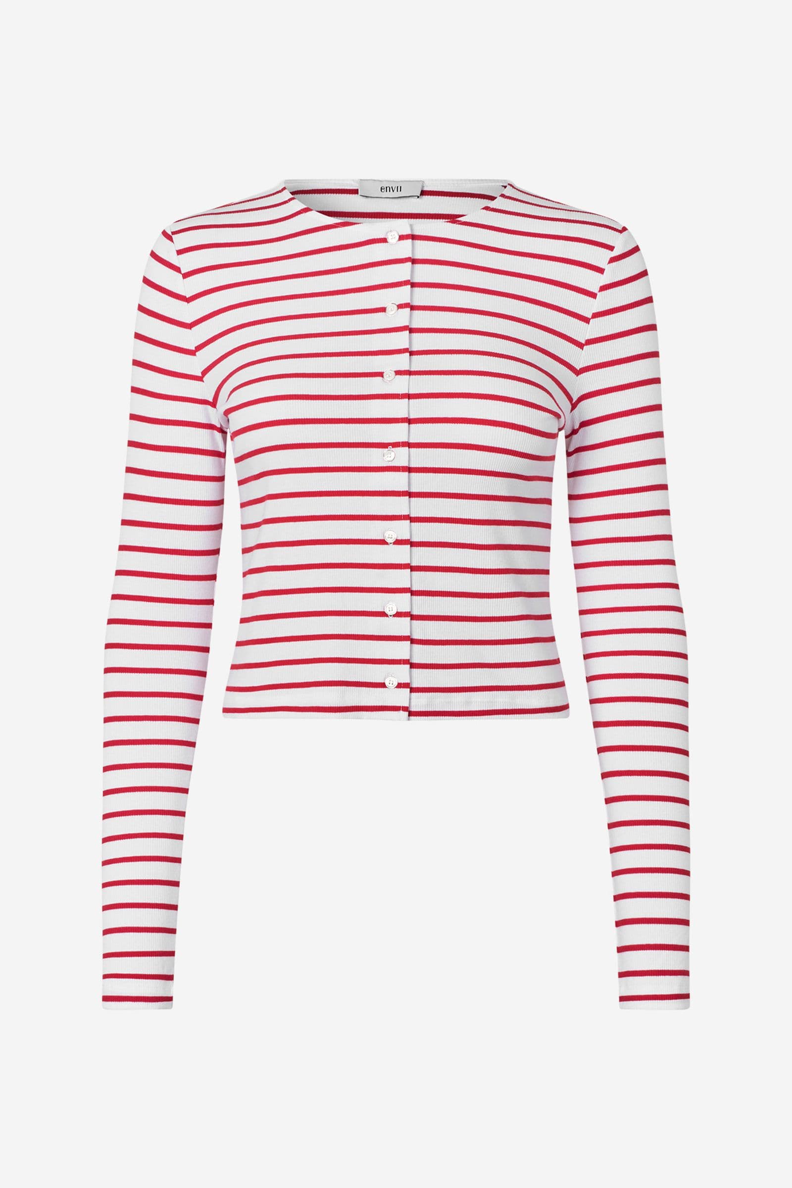 ENALLY LS O-N CARDIGAN ST 7262 Salsa - White Stripe