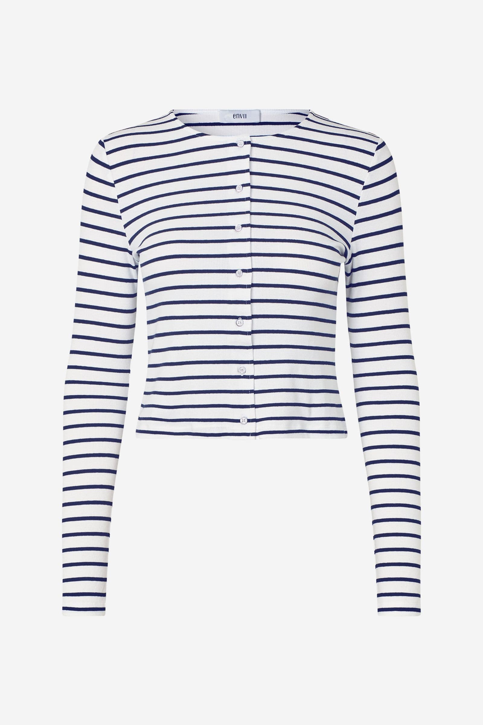 ENALLY LS O-N CARDIGAN ST 7262 Navy - White Stripe