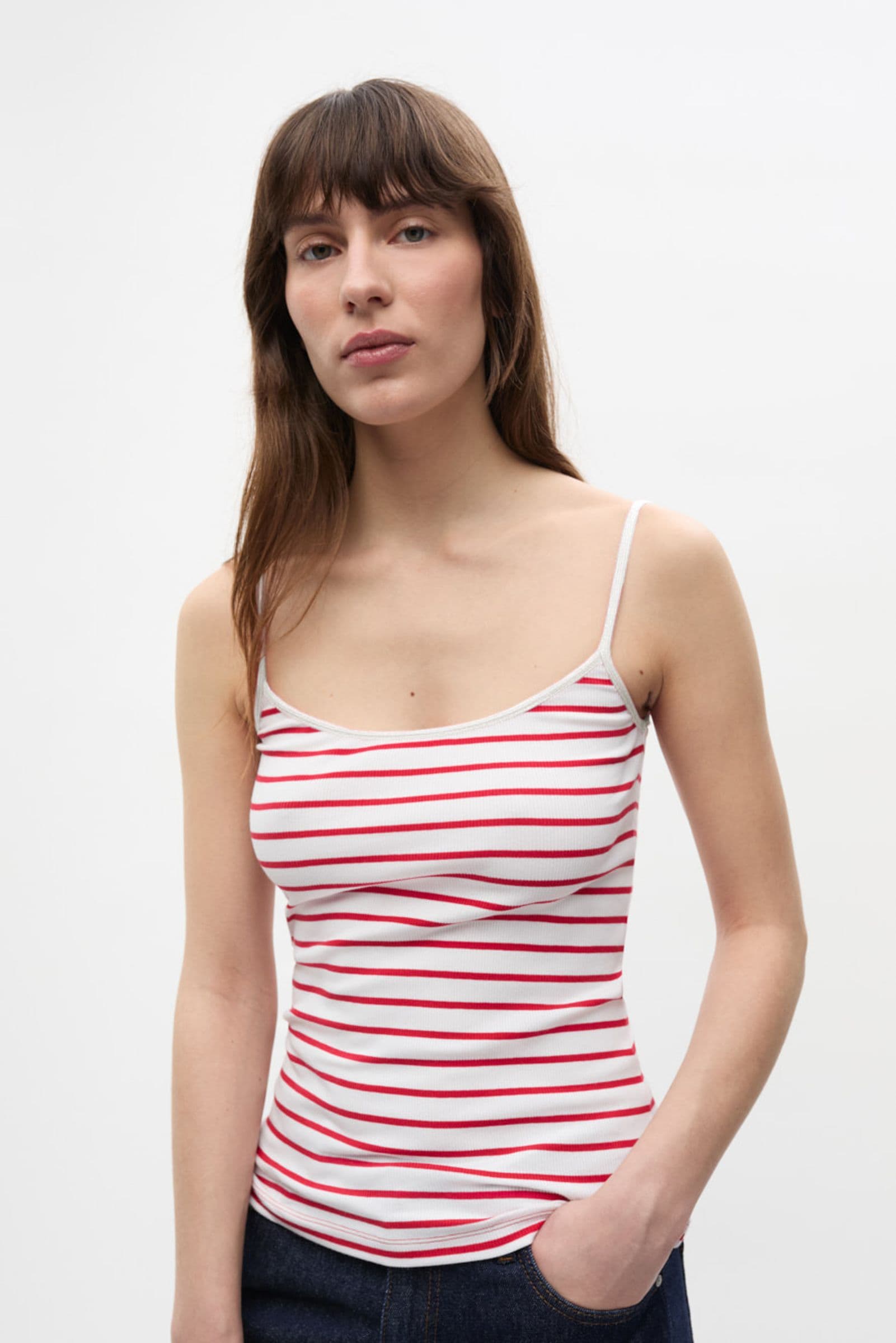 ENALLY SL TOP ST 7262 Salsa - White Stripe