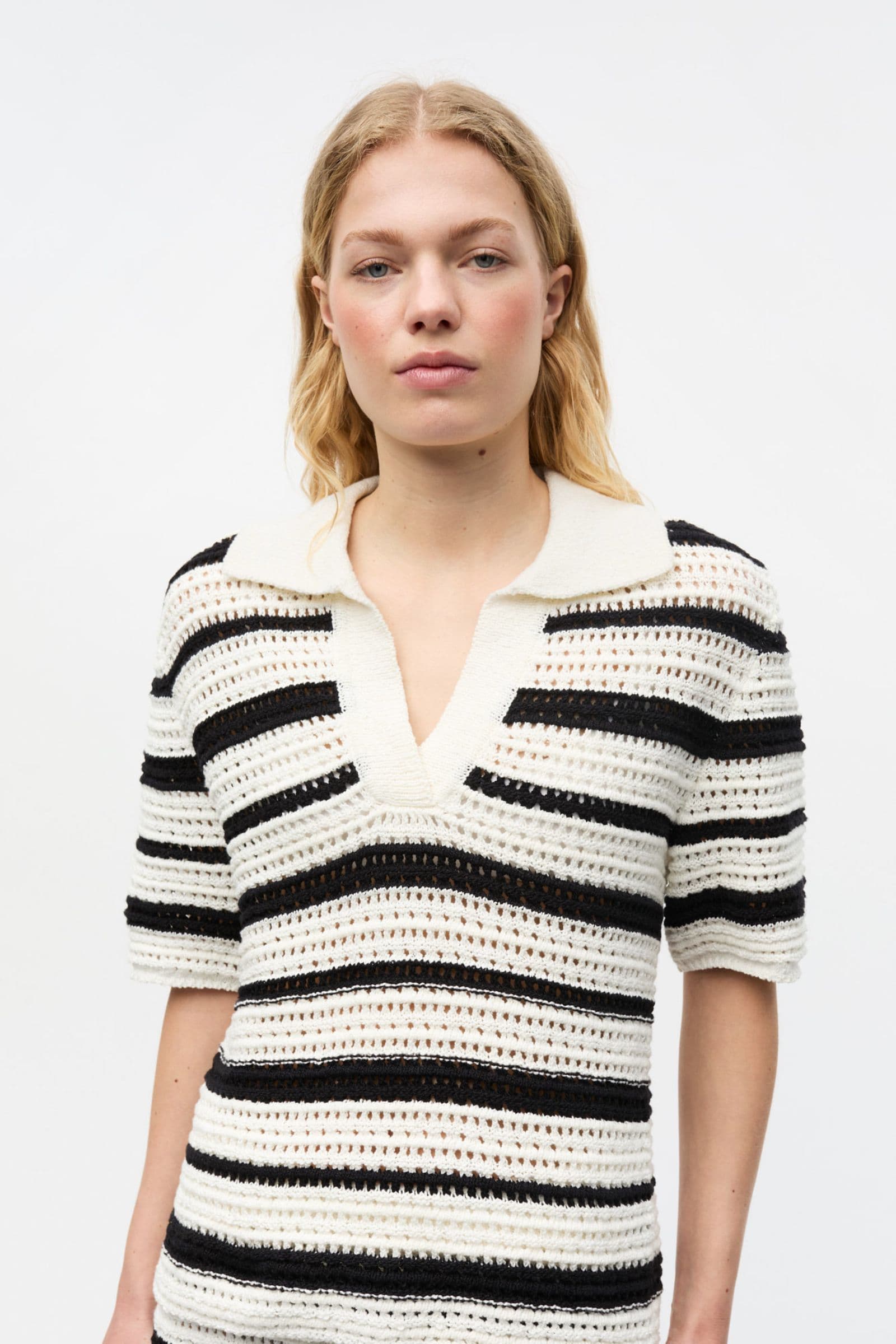 ENMIMI SS POLO KNIT EXL 7254 Gardenia/Black