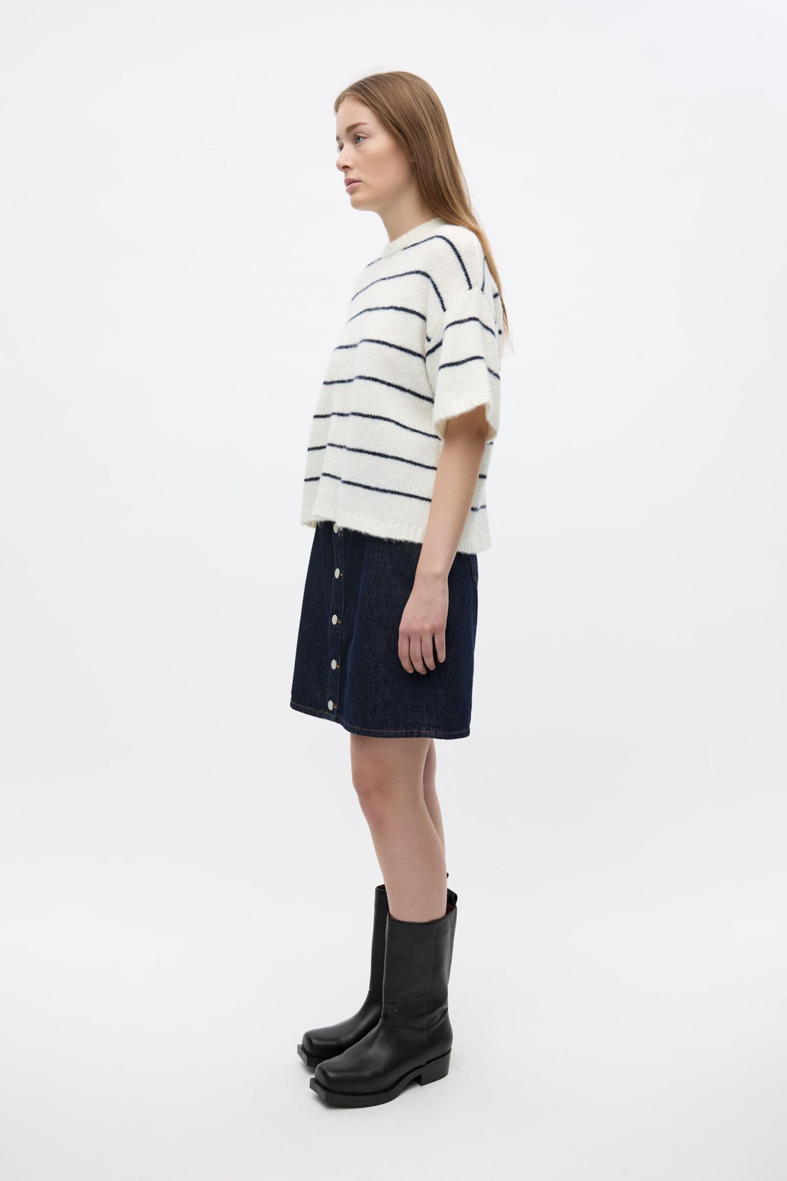 ENNAPLES SS KNIT 7278 Gardenia/Navy Blazer