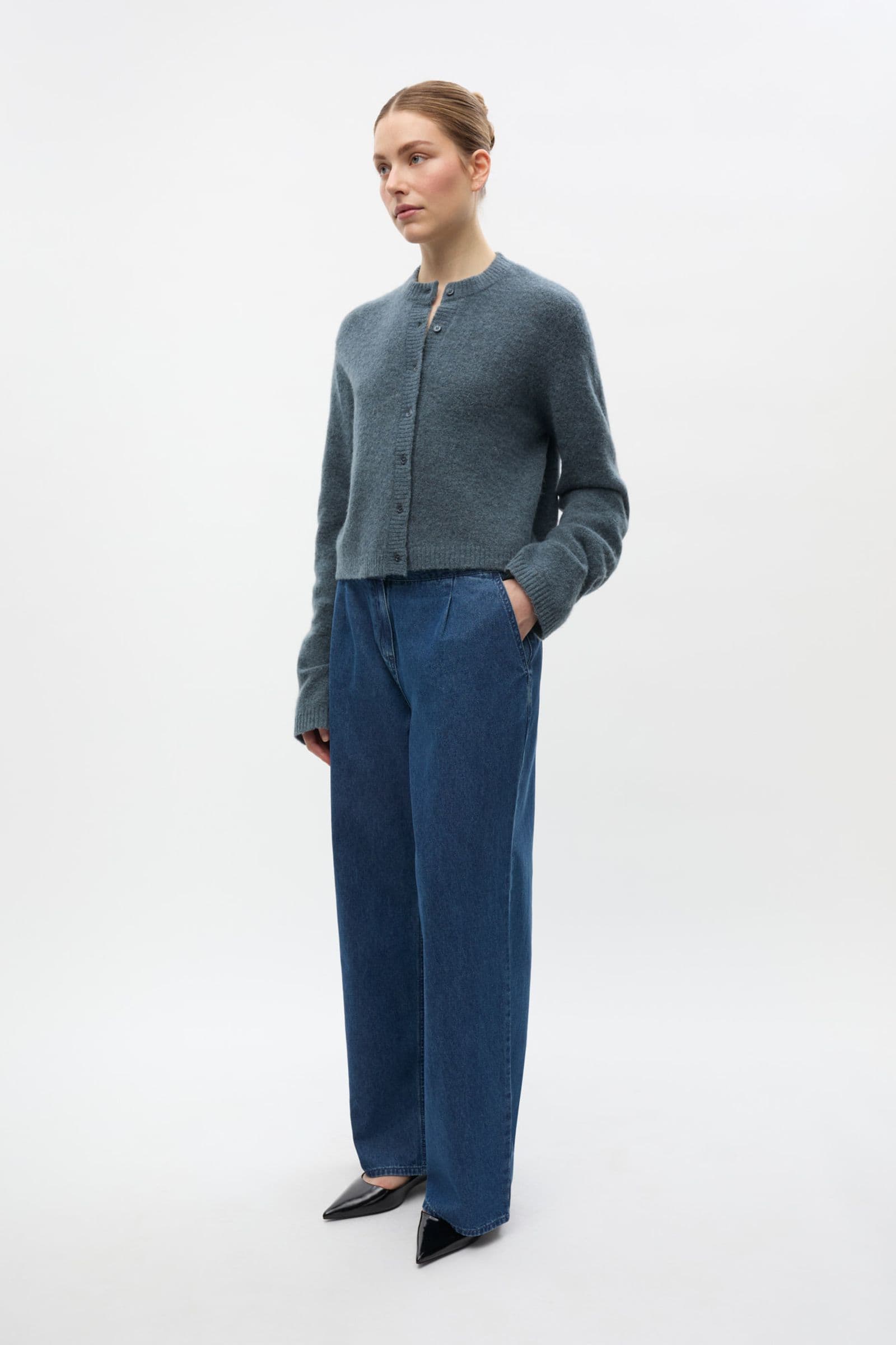 ENADA LS RELAXED CARDIGAN 7216 Stormy Weather Mel