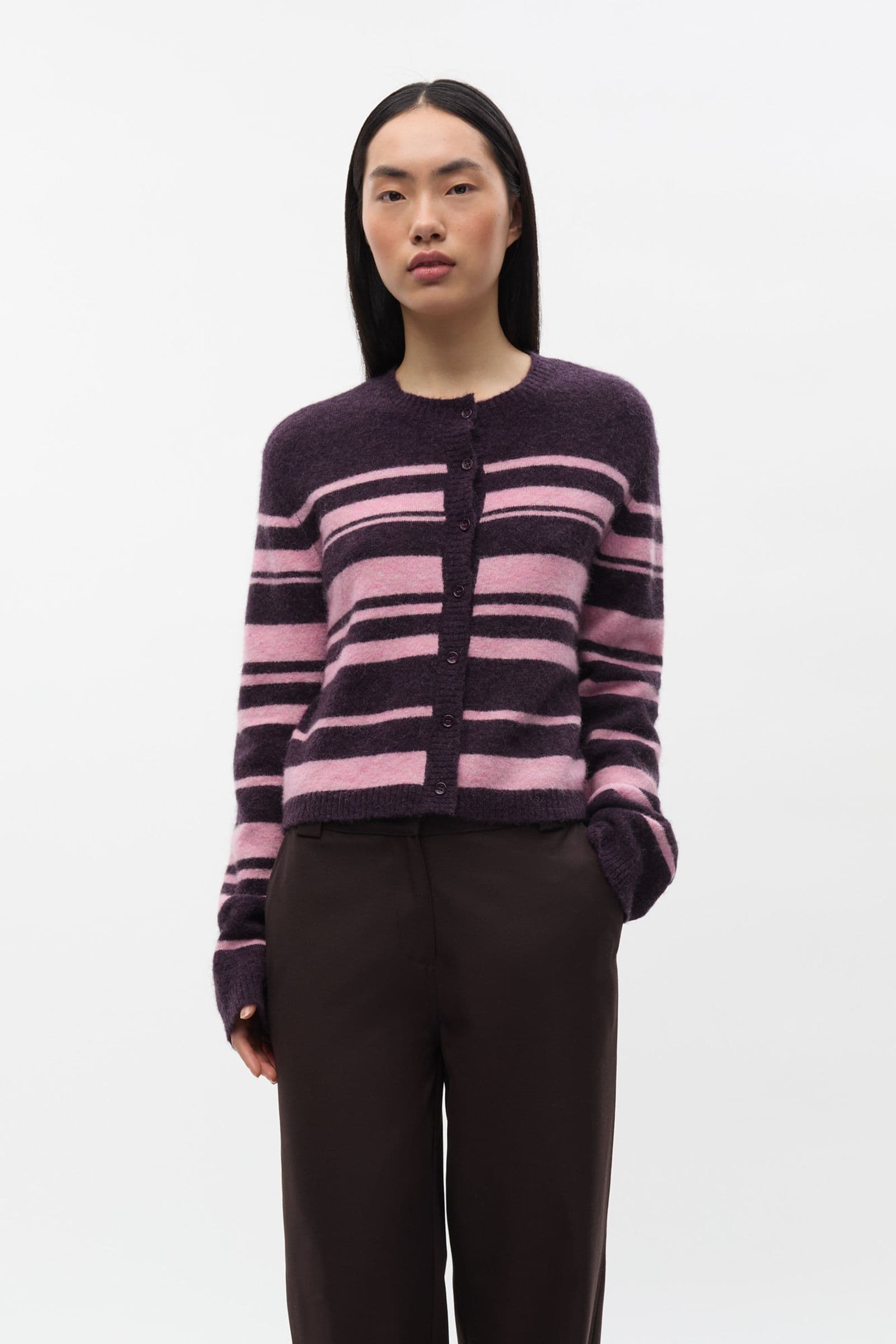 ENADA LS RELAXED CARDIGAN ST 7216 Begonia Stripe