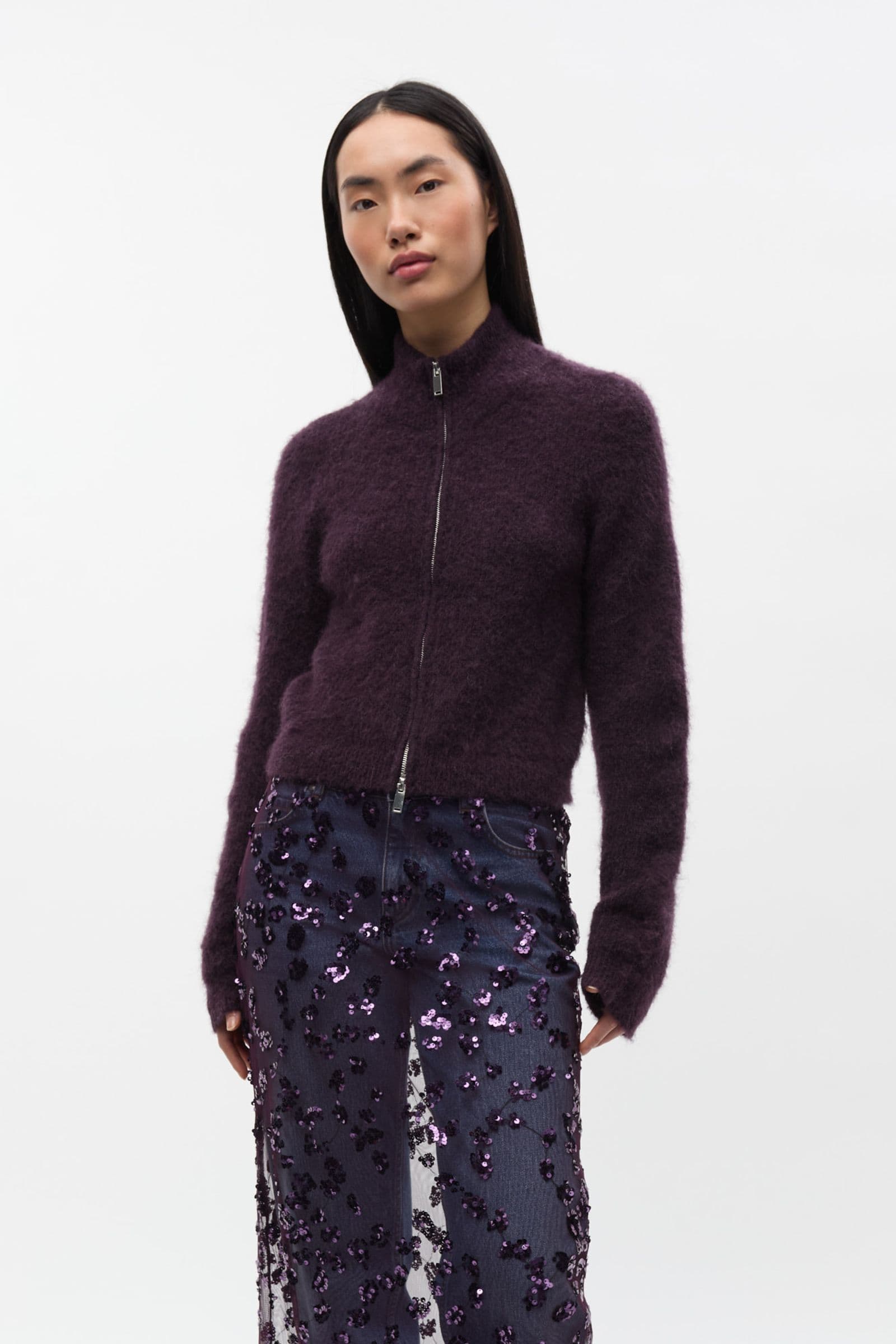 ENBESSIE LS CARDIGAN 7289 Plum Perfect Mel