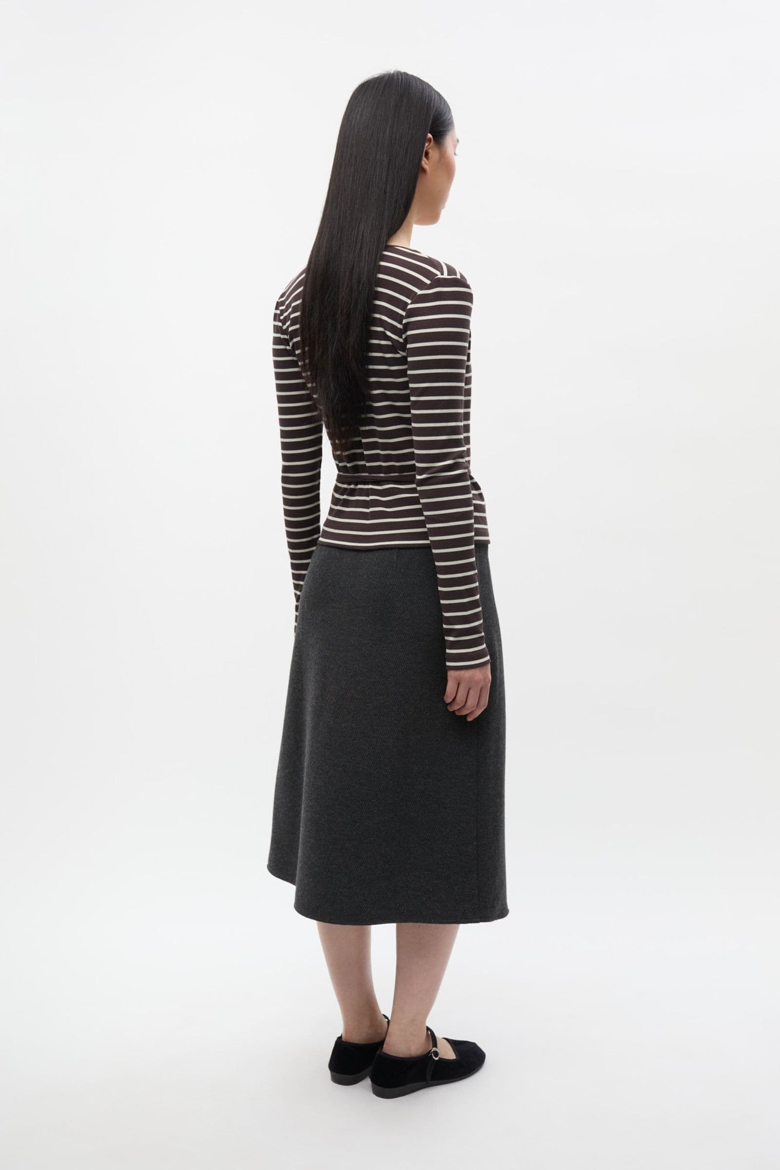 ENALLY LS V-N TEE ST 7262 Moonstruck/Chocolate