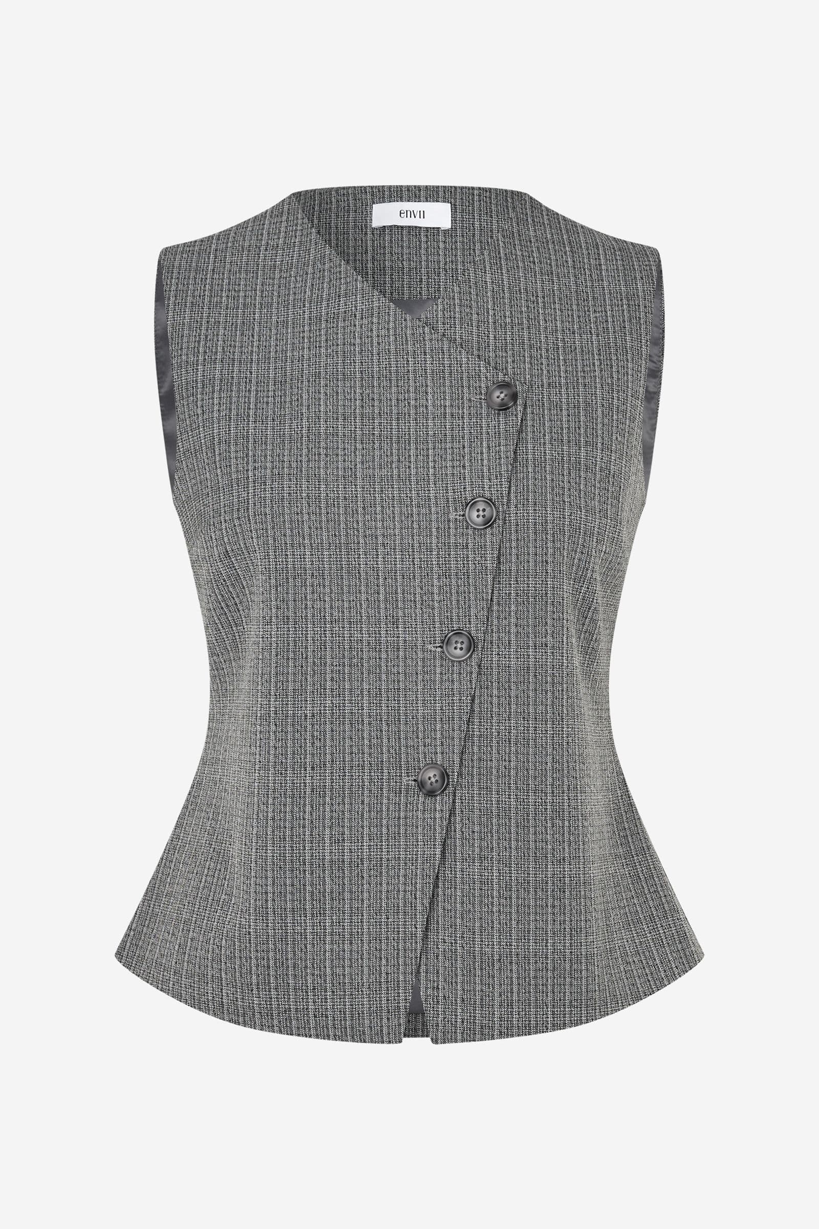 ENMATHILDE SL VEST 7333 Grey mel. pinstripe
