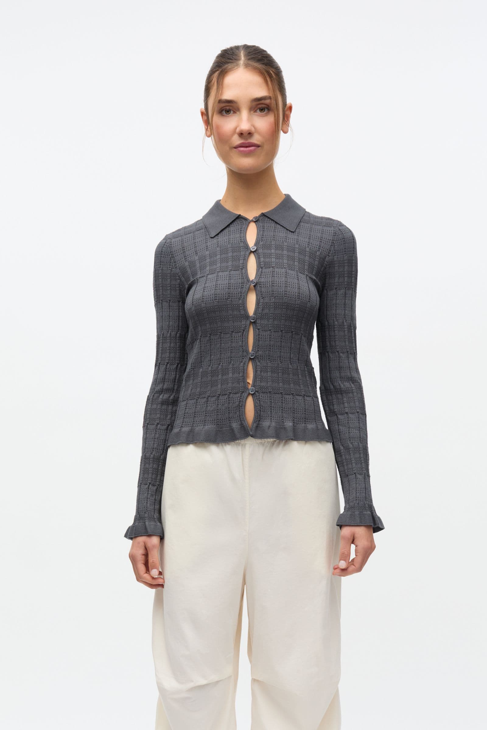ENYELIA LS CARDIGAN 7377 Dark Grey Mel