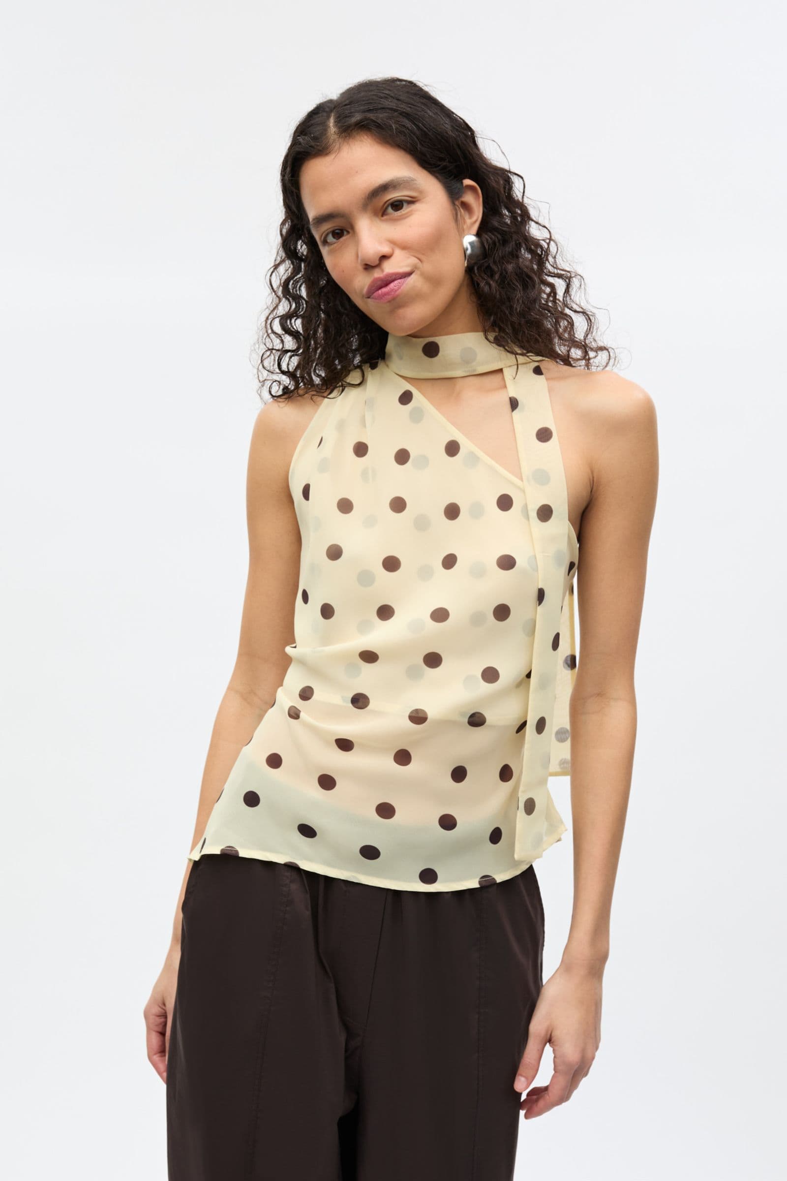 ENYARSA S TOP 7349 Pastel Yellow Polka Dot