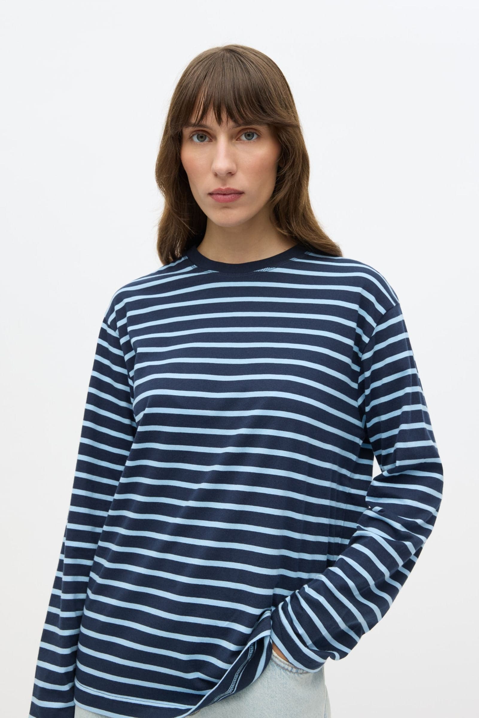 ENKULLA LS STRIPE 5310 Navy powder blue stripe
