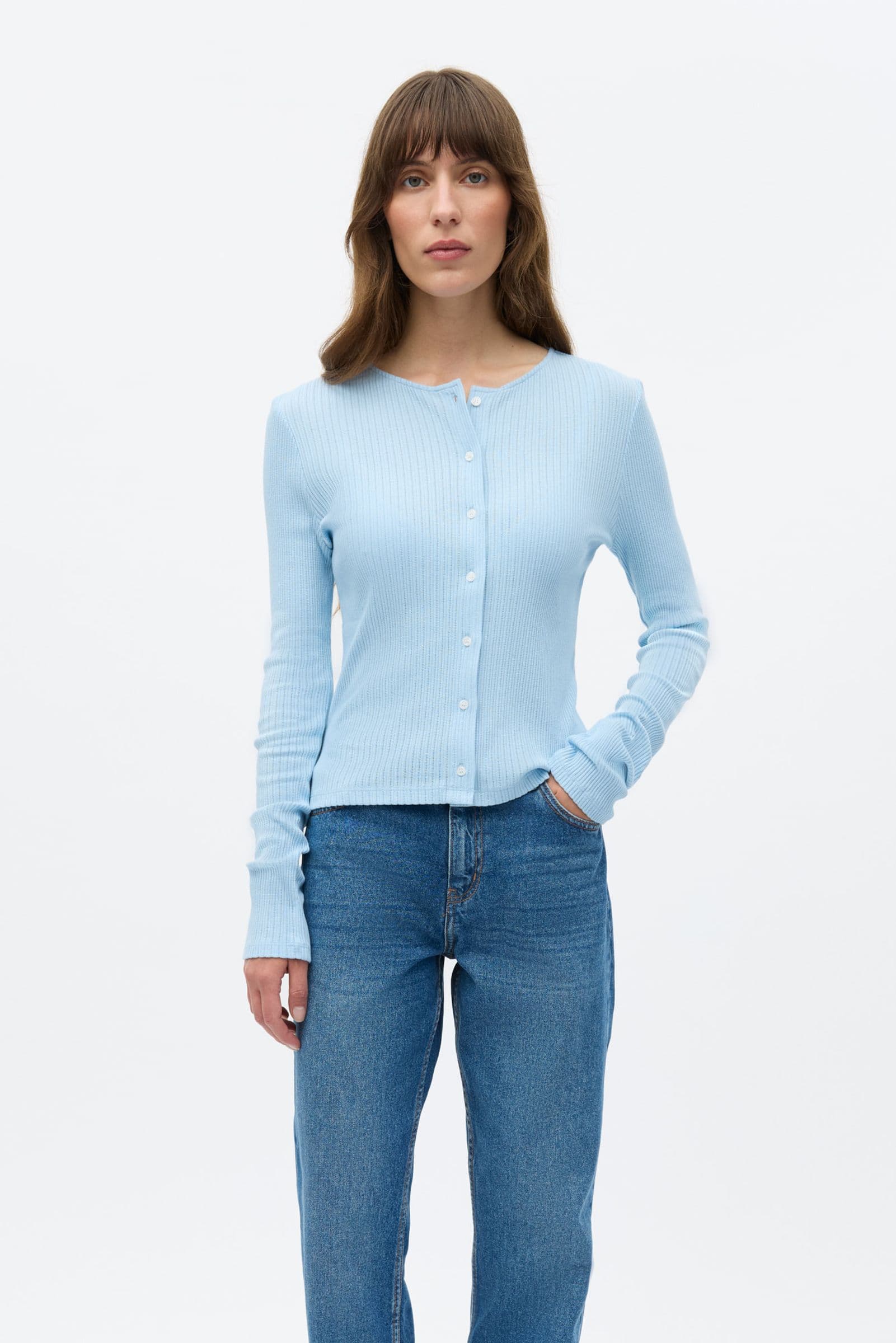 ENVOLVI LS LONG CARDIGAN 7275 Powder Blue