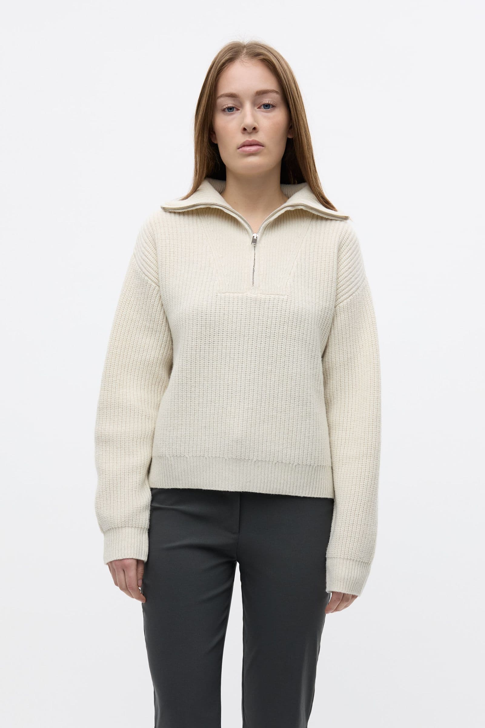 ENWASHINGTON LS HALF ZIP KNIT 7284 GARDENIA MEL