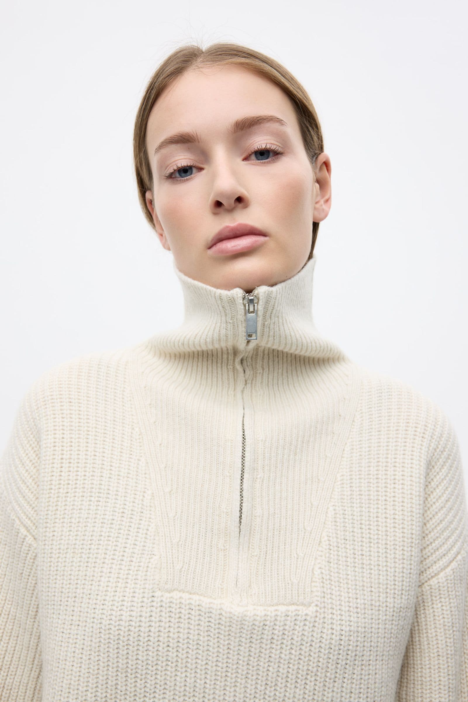 ENWASHINGTON LS HALF ZIP KNIT 7284 GARDENIA MEL